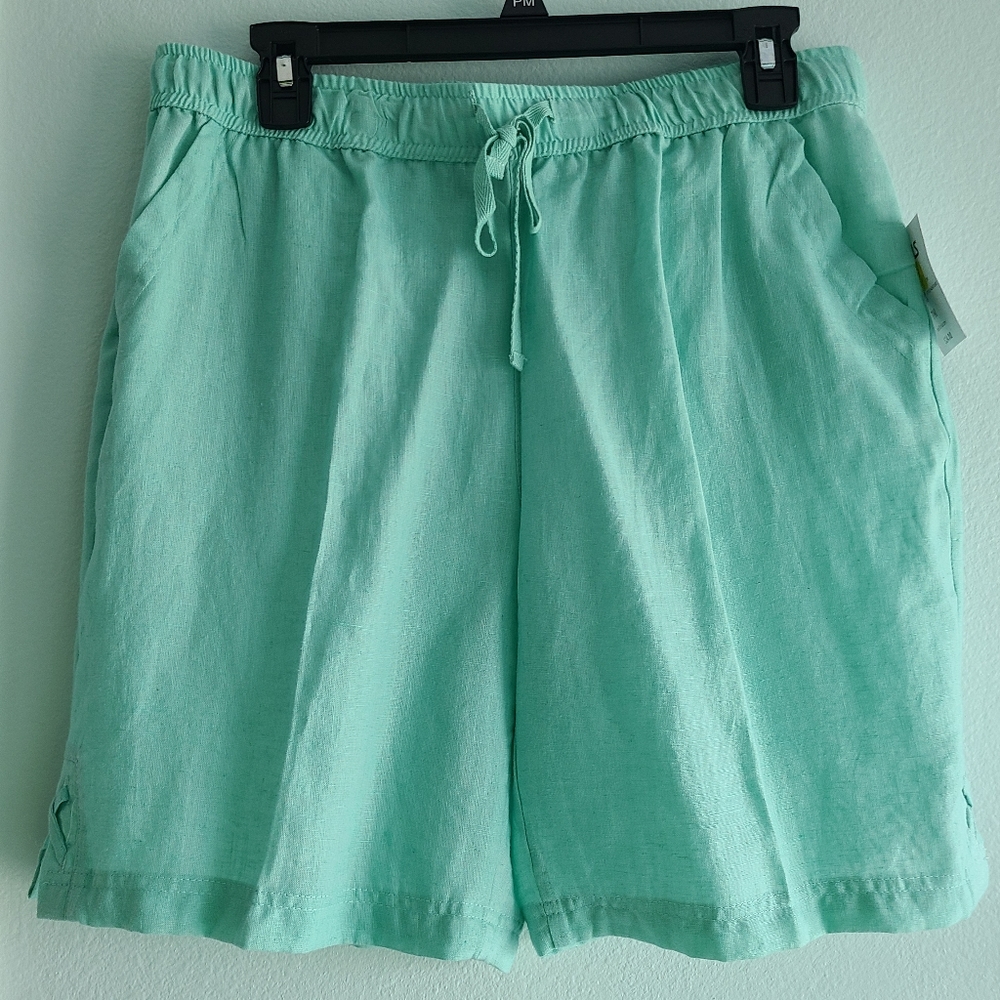 Coral Bay Women's Petite Criss-Cross Hem Elastic Shorts